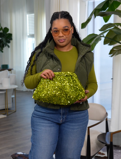 COS sequin clutch